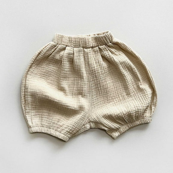 Tfken Toddler Children Girls Half Pant Solid Color Elastic Waist Relaxed Relaxed Shorts Beige Size 18-24 Months