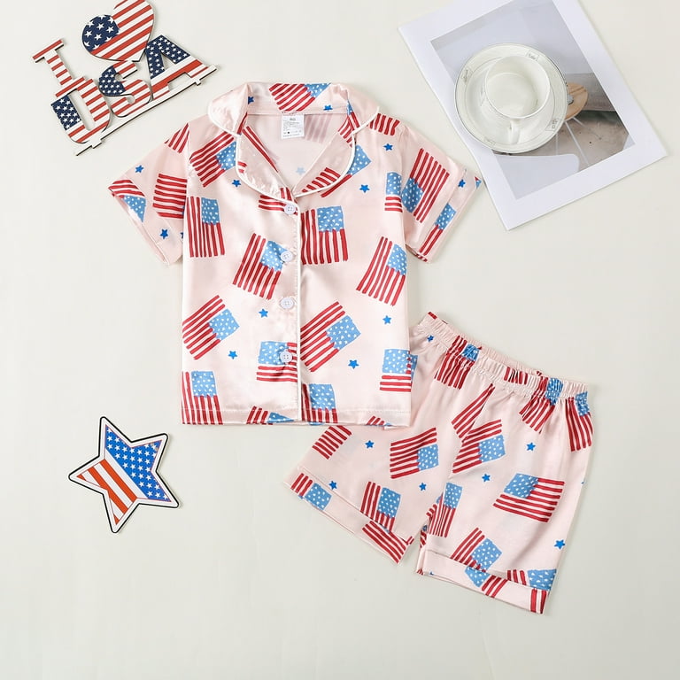 Okbabeha Kids Girl Boy 4th Of July Pajamas Set,Fourth of
