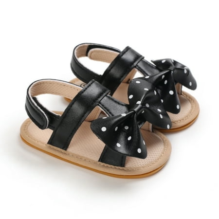 

Esho Infant Baby Girls Bow Sandals Newborn Baby Summer PU Leather Open Toe Flats Shoes First Walkers 0-18M