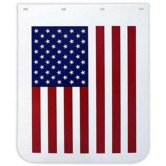 American Flag USA 24" x 30" White Polyguard Semi Truck Mud Flaps-Pair