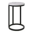thumbnail image 3 of CorLiving Fort Worth Engineered Wood Round Top Indoor Side Table with C-Shaped Steel Base, White Marbled, 3 of 5