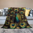 thumbnail image 2 of Nawypu Throw Blanket for Couch Green Peacock Feather Printed Flannel Blanket Soft Cozy Lightweight Plush Blankets Blanket for All Season, 2 of 6