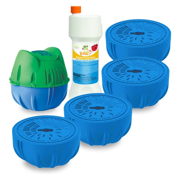 Flippin' FROG System with 4 Chlorine Cartridge Replacements & BAM Algae Protectant - Pool Sanitizer & Cleaner - Floating Sanitizing System for Easy Pool Maintenance