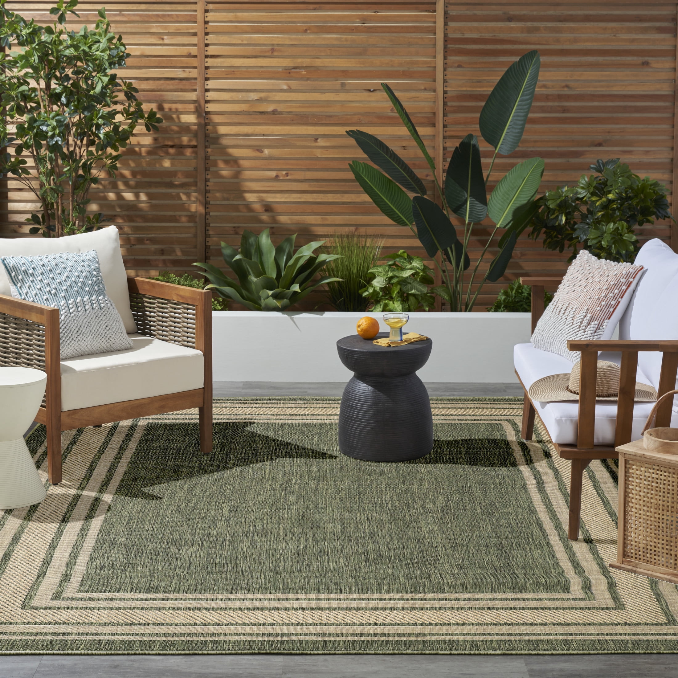 Nourison Horizon Indoor/Outdoor 10' x 14' Green Modern Rug