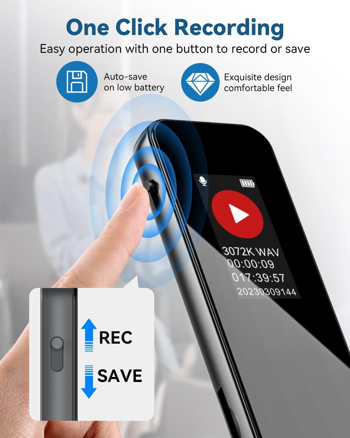 Digital Voice Recorder-68GB Voice Activated Recorder with Playback,Ultra-Thin Tape Audio Recorder,Portable Recording Devices for School College Lecture with Password