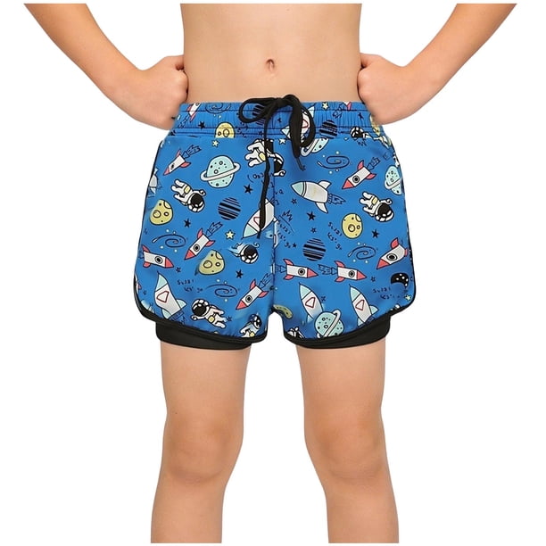 Odeerbi 5-14 Años Niños Lindos Pantalones de Natación Con Compresión Forrado Pantalones Cortos de Playa Secos Rápidos Con Bolsillos Pantalones Cortos de La Cintura Elástica