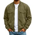 thumbnail image 1 of Suede Bomber Jacket Men Casual Zip Up Jackets with Pockets Fashion Stylish Lightweight Jackets, 1 of 5