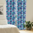 thumbnail image 2 of Ambesonne Leaf Window Curtains, Vivid Colored Island Flora, Each 28" W x 84" L, Turquoise Dark Blue, 2 of 4