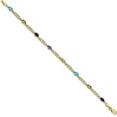 thumbnail image 2 of 10k Yellow Gold Fancy Diamond and Gemstone Rainbow Bracelet - 7", 2 of 5