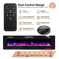 68 Inch Electric Fireplace, Ultra-Thin Wall Mounted Fireplace with Crystal Log Decoration, 1500W Heater, 400 Sq. Ft, Remote Control, Black