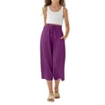 thumbnail image 4 of Ruyang Capri Pants for Girls Cotton Linen Wide Leg Pants Summer Capris Pant Palazzo Loose Fit Casual Trousers Pockets 2026 Trendy, 4 of 9
