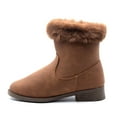 thumbnail image 2 of Jazamé Girls' Ankle High Zipped Faux Fur Collar Round Toe Dress Boots, Tan, 13, 2 of 8