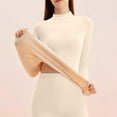 thumbnail image 5 of successthop Womens Thermal Underwear Sets Winter Plus Size Lightweight Soft Long Sleeve Crewneck Tops and Leggings Beige, 5 of 5