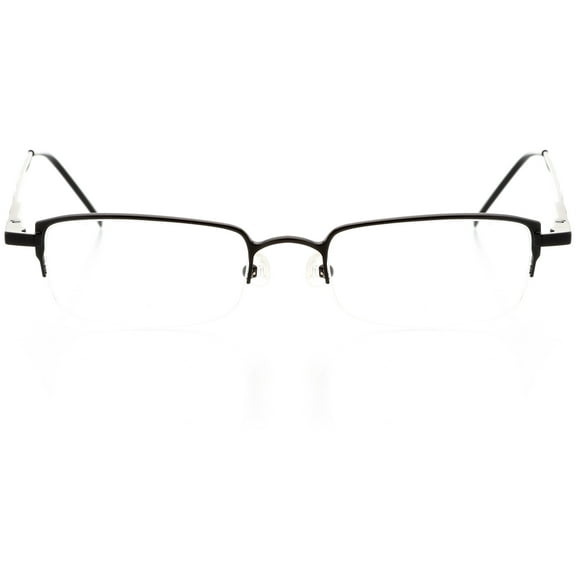Unisex Optical Eyewear - Rectangle Shape, Metal Half Rim, Matte Black