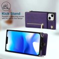thumbnail image 3 of Crossbody Wallet Case for iPhone 15 Plus, PU Leather Zipper Handbag Purse Flip Cover with Kickstand Case for iPhone 15 Plus ZP Purple, 3 of 18