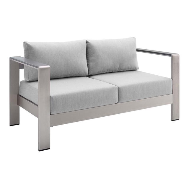 Modway Causeuse de Patio Extérieure en Aluminium et Tissu Shore Sunbrella, Gris Argenté