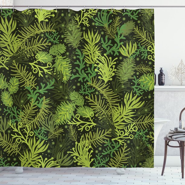 Sage Shower Curtain, Evergreen Christmas Tree Coniferous Fir Pine