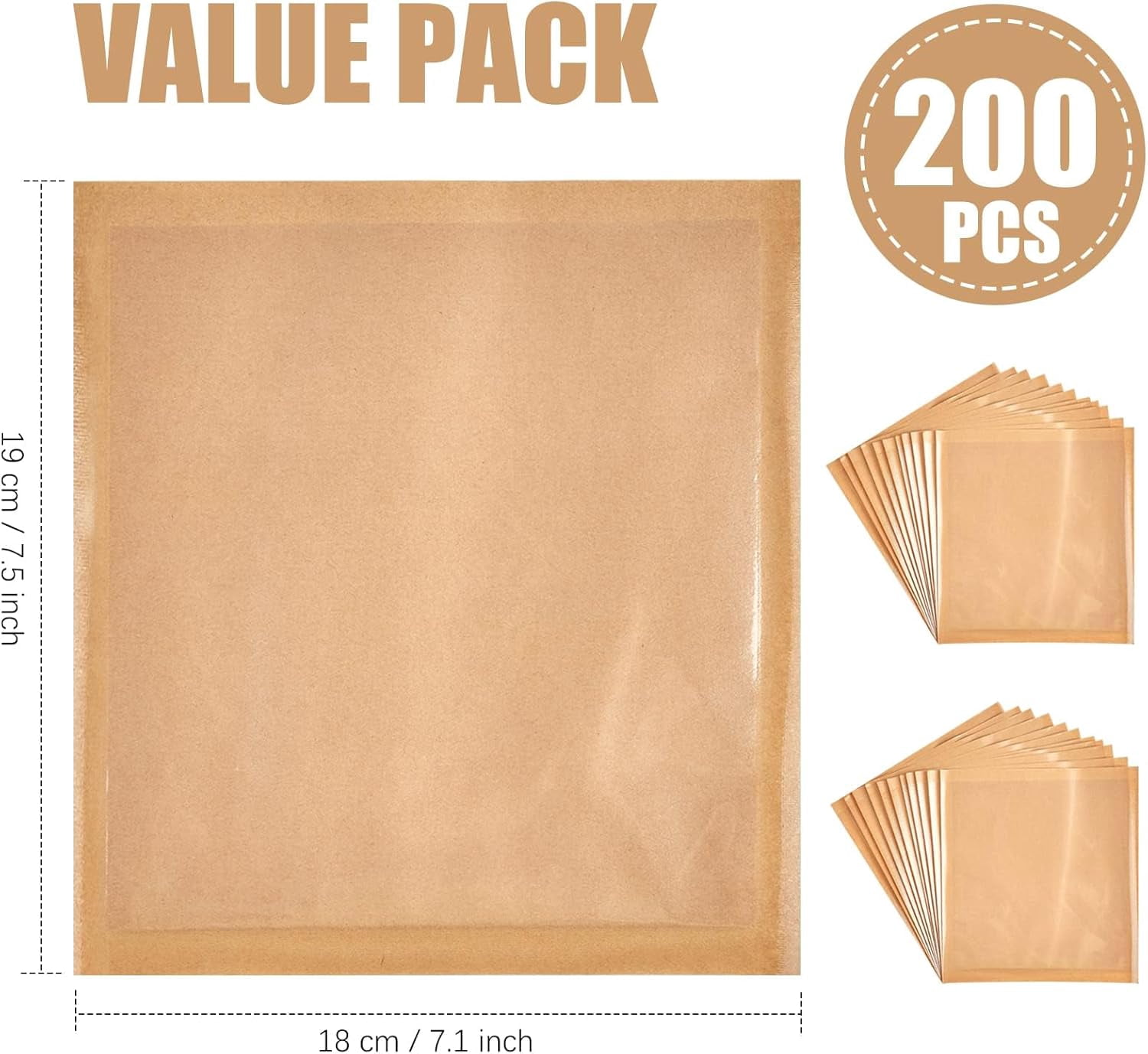 200 Pack Heat Sealable Bakery Bags with Window, Kraft Paper Grease Resistant Bagel Bags To Go Bags for Packaging Cookie, Donut, Pastries and other Treats (7.1 x 7.5 Inch)