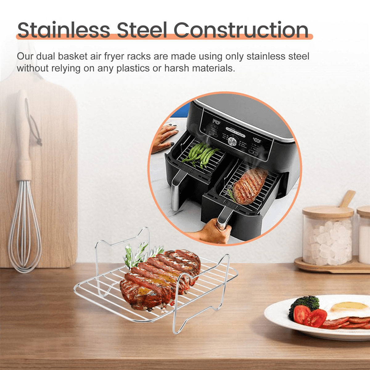  Dual Basket Air Fryer Accessories, 15pcs Set for Ninja DZ401  DZ201 Foodi Dualzone Air Fryers with 100pcs Air Fryer Liners, 2 Non-Stick  Pans, Bread,Toasting,Skewer Racks, 6 Cake Cups, 2 Mitts, Recipes