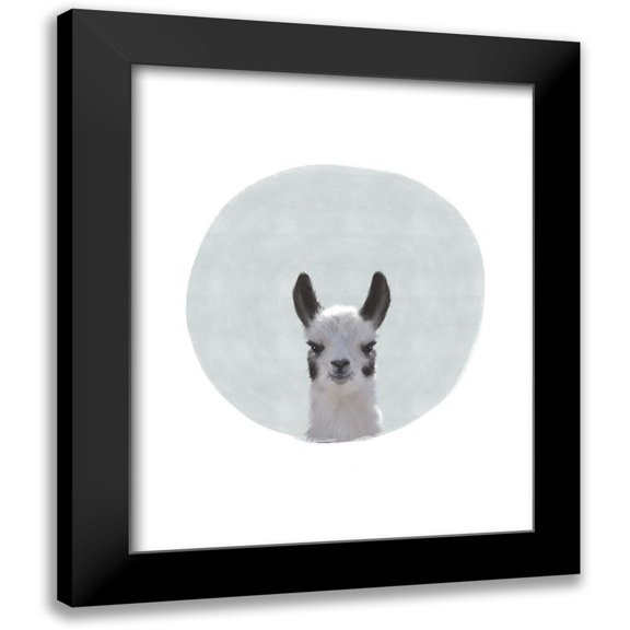 Straatsma, Leah 12x14 Black Modern Framed Museum Art Print Titled - Baby Circle Llama