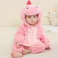 thumbnail image 4 of Tiijoy Baby Dinosaur Jumpsuit Flannel Warm Hooded Onesie Union Suit Pajama, Sizes 0-6M, 4 of 8