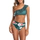thumbnail image 5 of Traje de baño para mujer Estampado de moda Un hombro Volantes Poliéster Transpirable Slim Fit Trajes de baño divididos para actividades acuáticas Verde M, 5 of 7