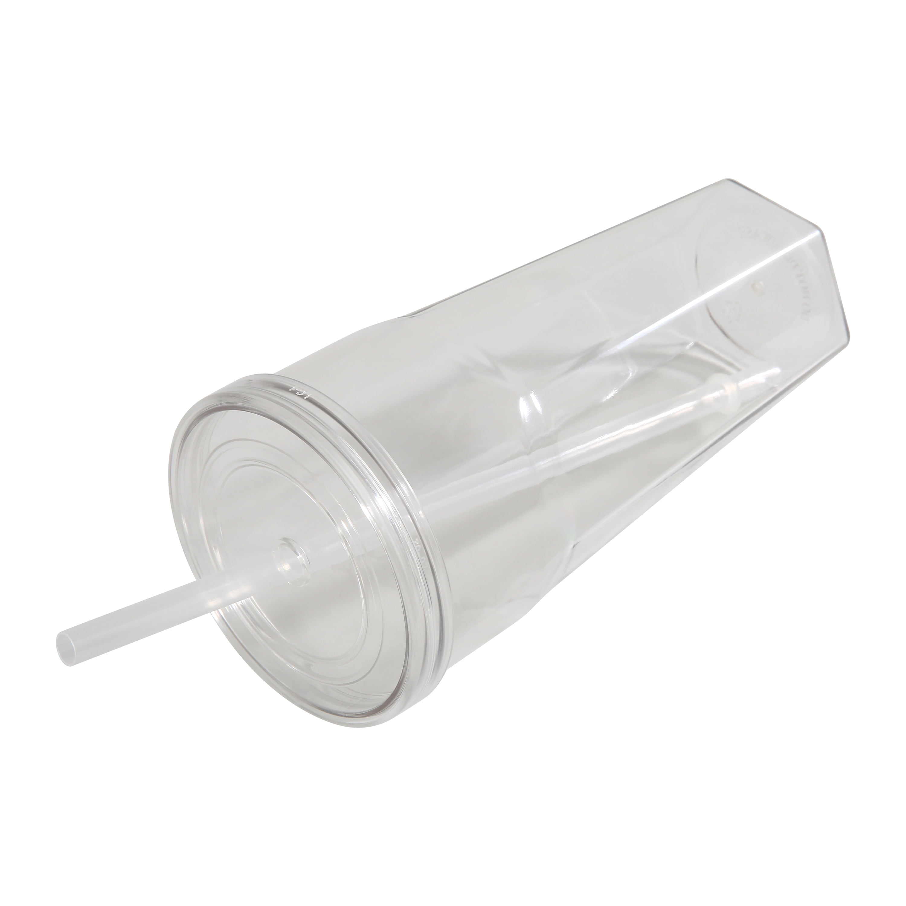 Mainstays 20oz Clear Plastic Tumbler with Screw Top Lid and Straw
