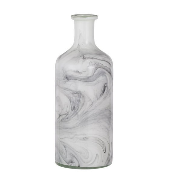 CC Home Furnishings Round Swirl Glass Vase - 15.5" - Black and White