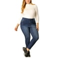 thumbnail image 5 of Unique Bargains Women's Plus Size Stretch Washed Mid Rise Skinny Jeans, 5 of 7