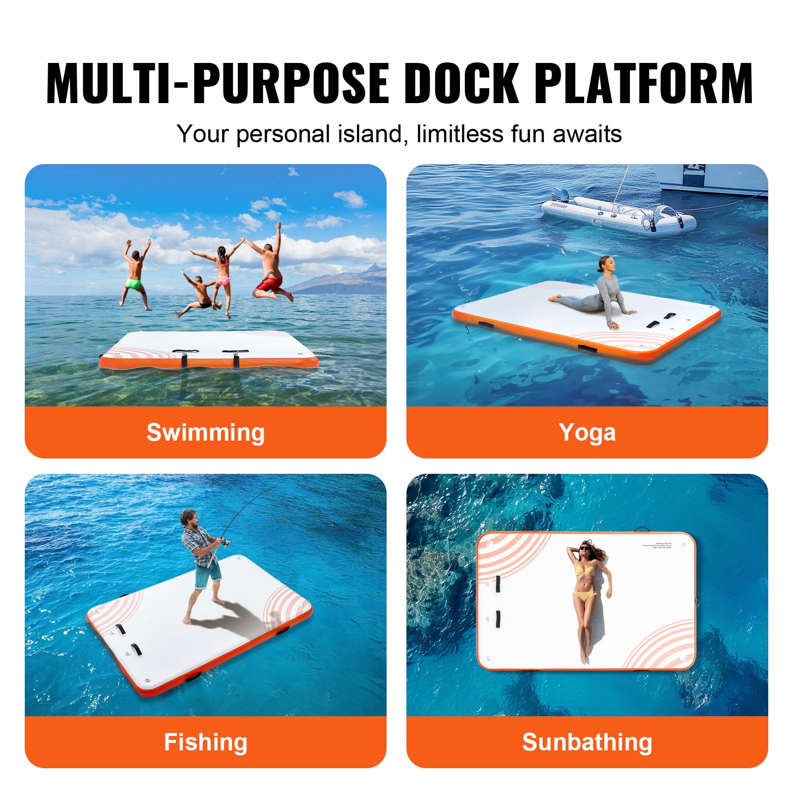 SKYSHALO PVC Inflatable Heavy Floating Dock 6inches 8ft 5ft