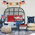 thumbnail image 5 of Set of 4 Patriotic Throw Pillow Covers 18x18 Velvet 4th of July Pillow Covers Memorial Day American Flag Red White Blue Cushion Covers Fourth of July Pillow Cases Home Outdoor Decorations (18), 5 of 6
