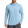 thumbnail image 3 of BiZtdJrK Mens Sun Protection Hoodie with Mask UPF 50+ Quick Dry Long Sleeve Fishing Hiking Shirts Solid Color Lightweight UV Rash Guards Light Blue XL, 3 of 9