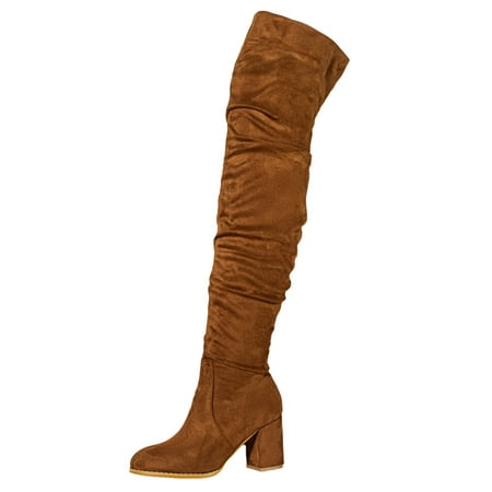 

Women Shoes Fashion Knee Long Boots Thick High Heels Over Knee Pleated Suede Long Boots Boots for Women No Heel Knee High Womens Boots Leather Knee High Knee High Boots for Women Wide Calf No Heel
