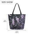 thumbnail image 5 of FORMRS Womens Canvas Tote Bag with Zipper Inner Pocket Shoulder Handbag, Light Purple Flowers, 5 of 7