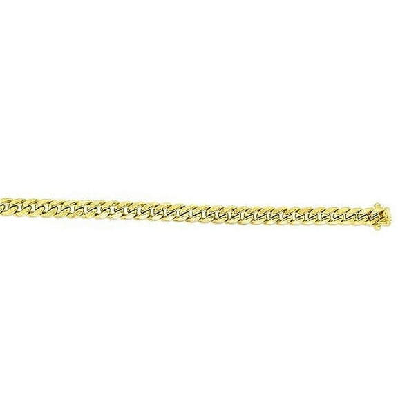 JewelStop 10K Yellow Gold 8.2mm 8.5in Classic Miami Cuban Chain Bracelet with Polished Finish and Box Lock Clasp