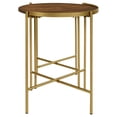 thumbnail image 4 of Tables Gigognes Rondes 2 Pcs, Fer Doré, Bois de Manguier Moderne, Brun Chaud, 4 of 9