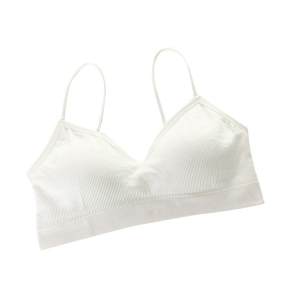 Womens Lace Bralettes Bra Wire-Free Underwear Pullover Bra Everyday Underwear Wrap Chest No Underwire Bras V-Neck T-Shirt Bra Hook and Eye Closure T-Shirt Bra Style Y-429 , White One Size