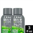 thumbnail image 2 of Dove Men+Care Travel Essentials Bundle – Extra Fresh Body & Face Wash & Fresh + Clean 2-in-1 Shampoo, 3 Oz Ea, 2 of 8
