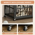 thumbnail image 6 of Gzxs 43.3 Inch Wooden Dog Crate Furniture with Wrought Iron Frame, Heavy-Duty Large Dog Cage End Table with Lockable Wheels, Modern Indoor Dog Kennel for Dogs up to 70lbs, Rustic Brown, 6 of 9