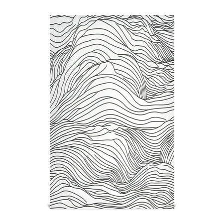 

Art Wavy Line Decorative Waffle Towel Kitchen Dishcloth 28x18in Multi-Use Tea Towel