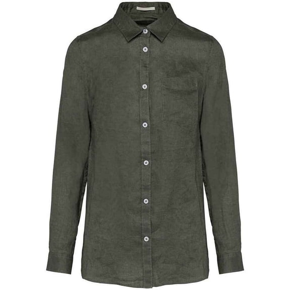 Spasso Womens Linen Long-Sleeved Shirt