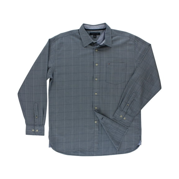 Tommy Hilfiger Men's Collar Striped Button Down Light Blue Size M, Color: Blue