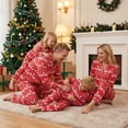 thumbnail image 3 of Matching Christmas Pajamas for Family Long Sleeve Reindeer Print Tops + Pants Set Loungewear, 3 of 10