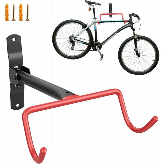 Wall Mounted Bike Rack, Heavy Duty Garage Storage Utility Hooks, Horizontal Hitch with Non-Slip Rubber Layer, Storage Systems Hooks - Orange