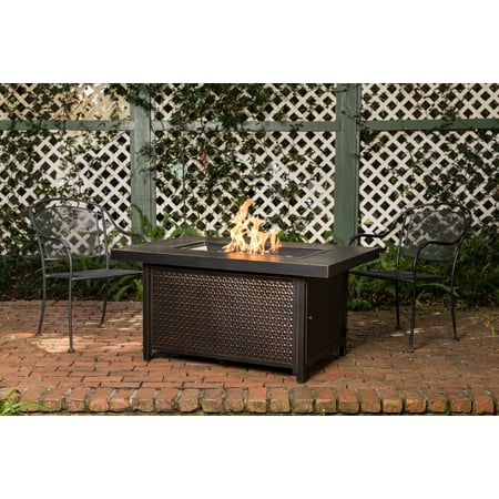 Fire Sense - Weyland Rectangular Aluminum LPG Fire Pit - Antique Bronze