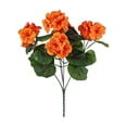 thumbnail image 2 of Artificial Geranium Flowers for Outdoor Spring Summer Decoration, 13 Inch Fake Geranium Faux Plants UV Resistant for Front Door Planter, Outside Home Garden Balcony Yard Porch Decor, Orange, 2 of 8