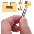 thumbnail image 3 of 2 Pack 6.35mm Shank T-slot Router Bits For Wood Screw Holes T-slot Woodworking Countersink 3/8" & 1/2" T-slot Router For Hex Bolt For Woodworking Blue, 3 of 5