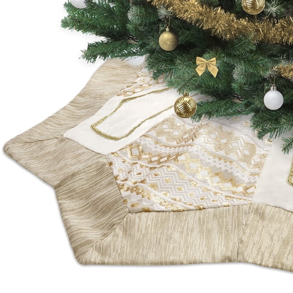 Falda para árbol de Navidad Valery Madelyn, oro blanco, 150 cm