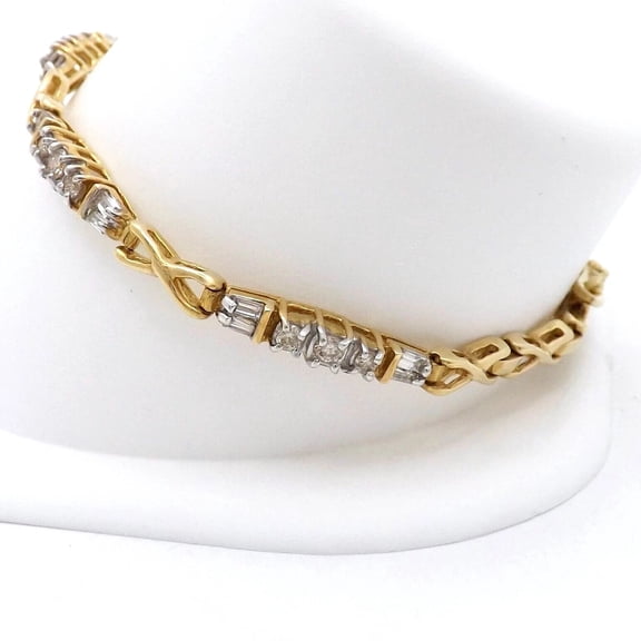 7CT Baguette Lab-Created Diamond Women's Tennis Bracelet 14K Yellow Gold Plated