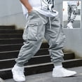 thumbnail image 2 of Multi-pocket Cargo Pants Men's Casual Hip-Hop Drawstring Trousers Outdoor Streetwear Sports Pant, 2 of 15